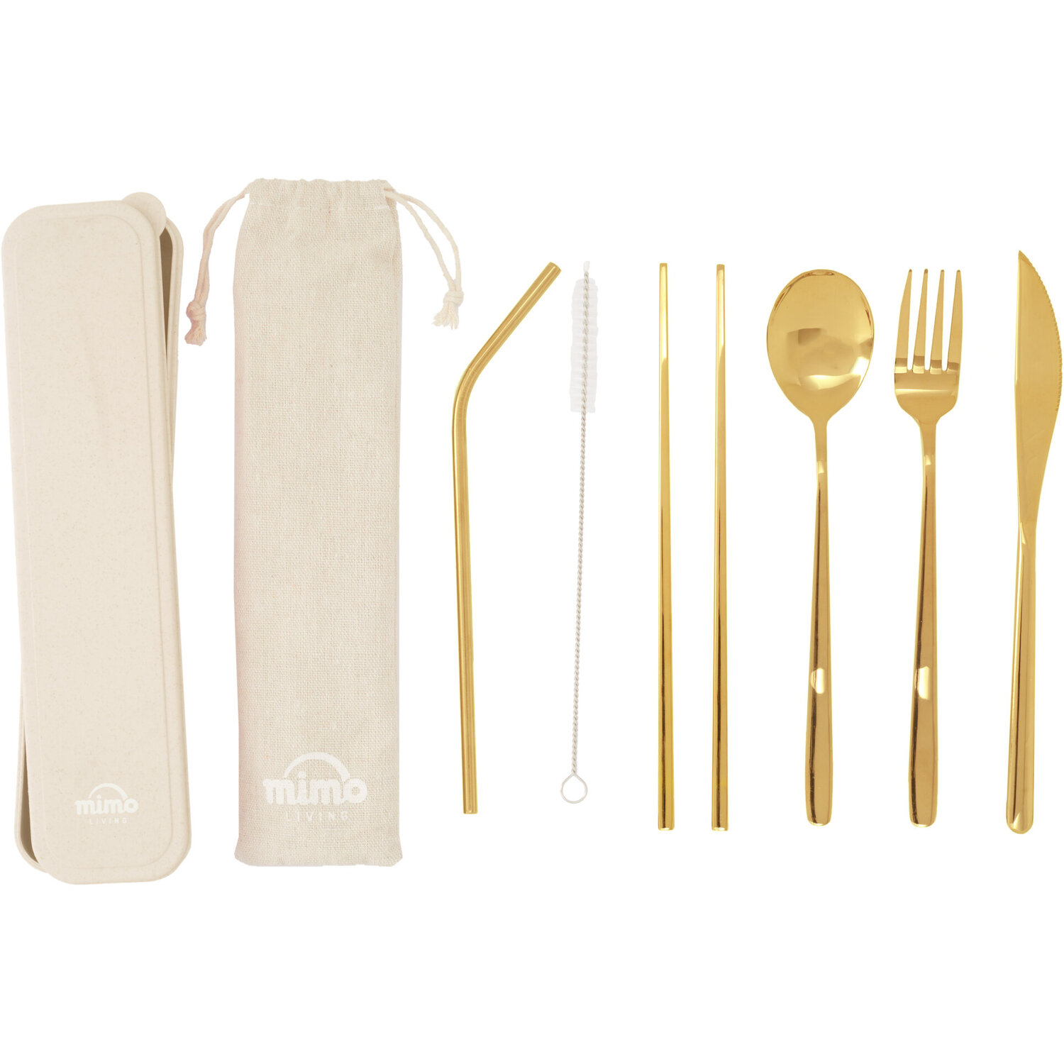 Maison By Premier Mimo 6 Piece Gold Travel Cutlery Set With Case - Gold