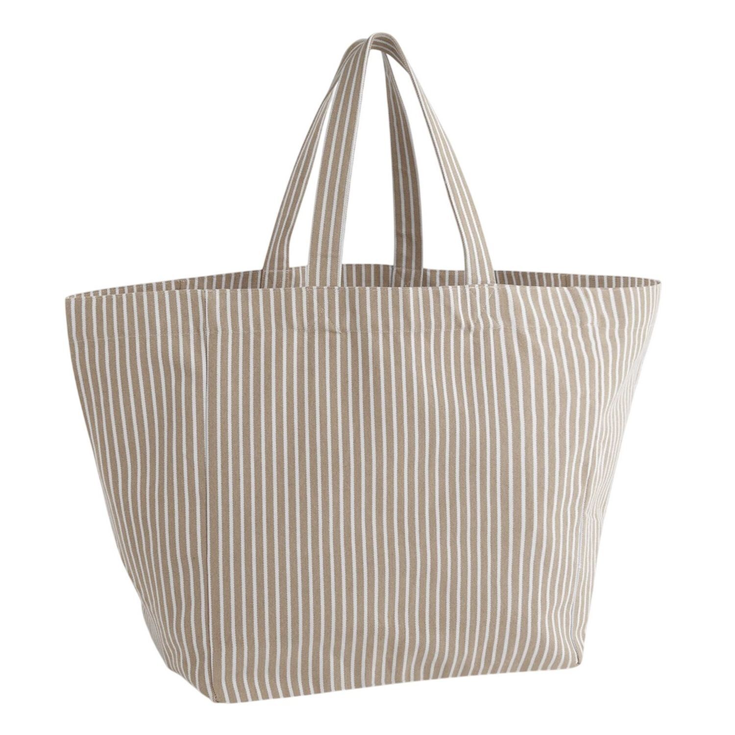 Westford Mill Contrast Striped Beach Oversized Tote Bag - Biscuit