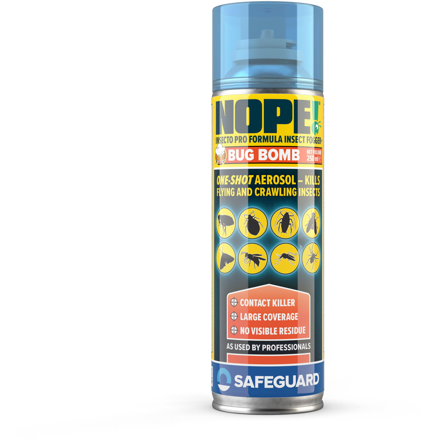 Nope! Flea Bomb For The Home (250 Ml) Large One-Shot General Bug And Insect Killer Fogger - Clear