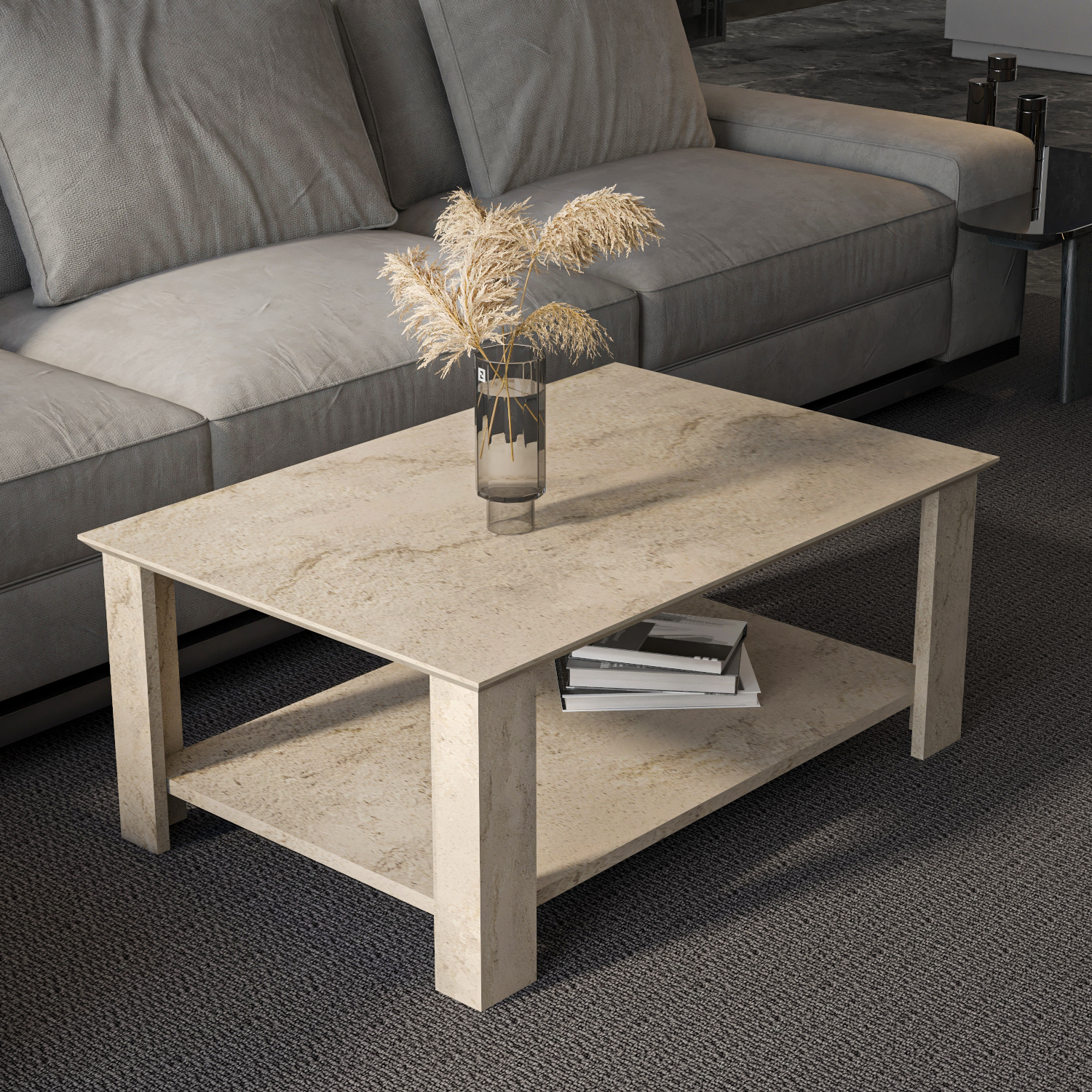 Decorotika Leroy Coffee Table - Travertine