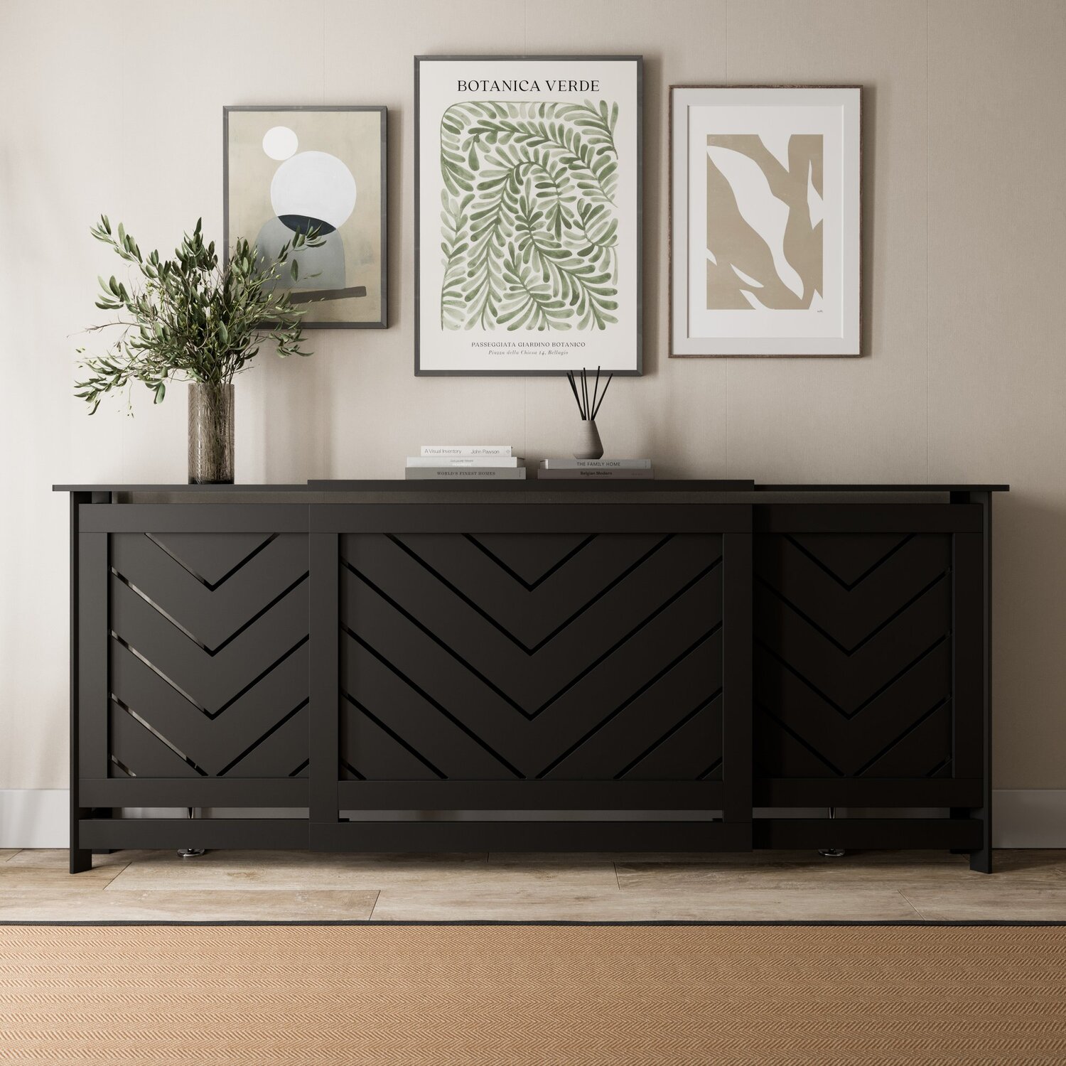 Vale Designs Arrow Black Radiator Cover - Black / 98Cm / 78.4Cm