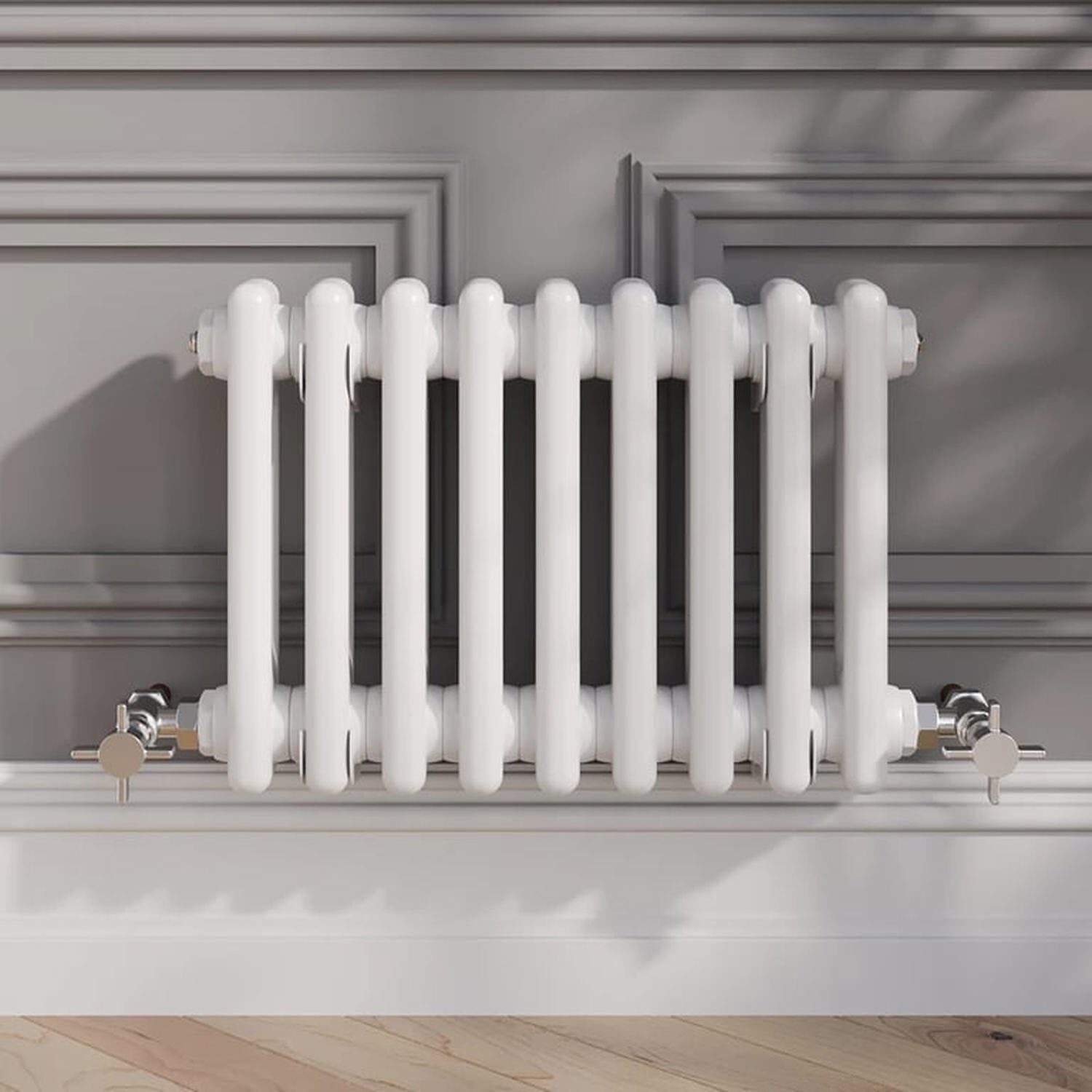 Temprazo Traditional Colosseum Double Bar Column Radiator White 300 X 605Mm - White / 425Mm / 300Mm / 70Mm