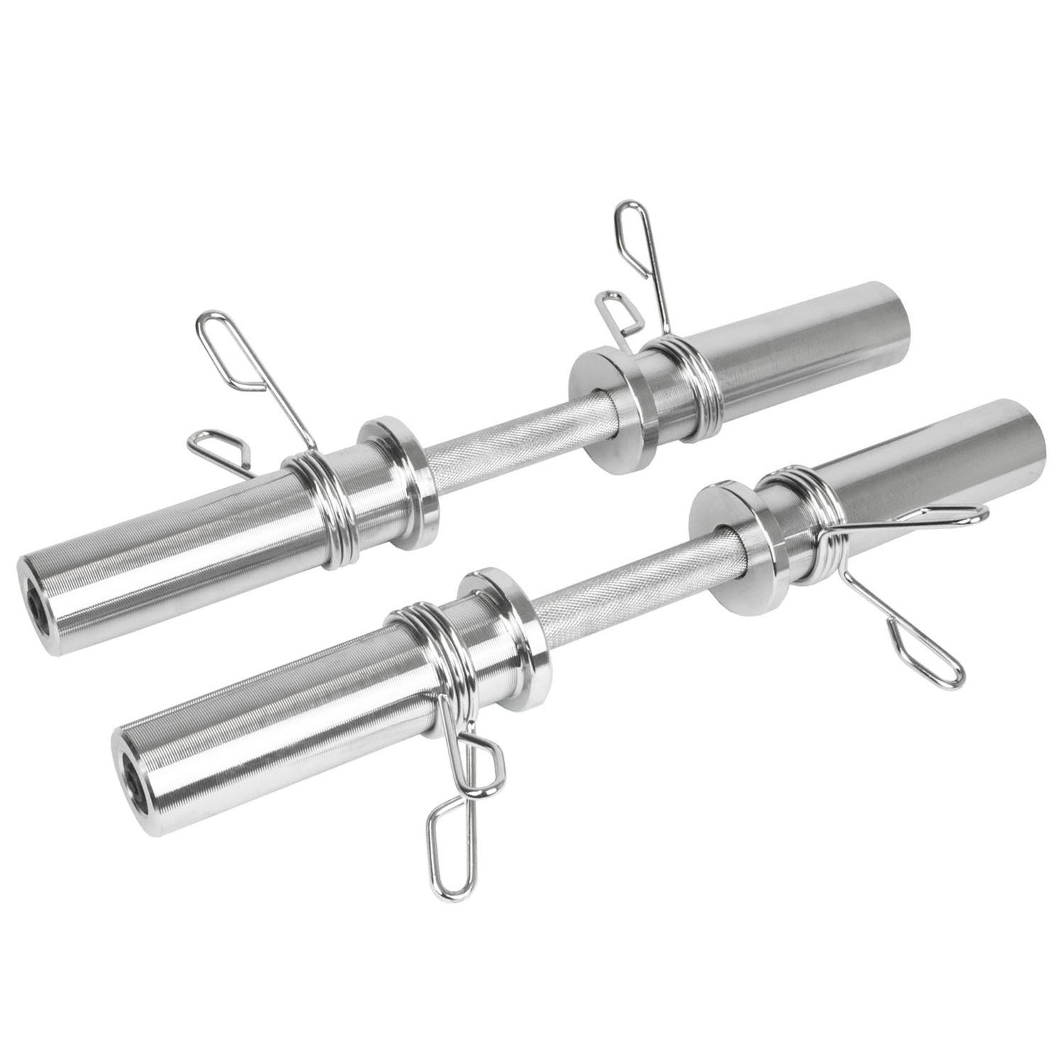 Komodo 2 Inch Olympic Dumbell Bars With Spring Collars - Silver