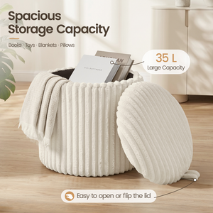 Yaheetech 35L Corduroy Storage Ottoman