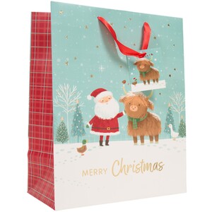 Large Santa Highland Cow Gift Bag