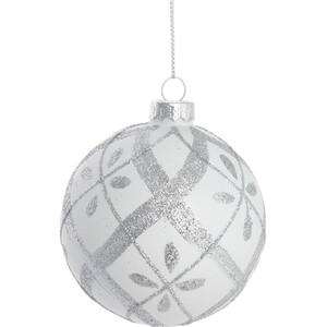 Silver Glitter Pattern Bauble