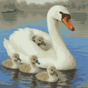 Swan and Cygnets DIY Paint by Numbers Kit