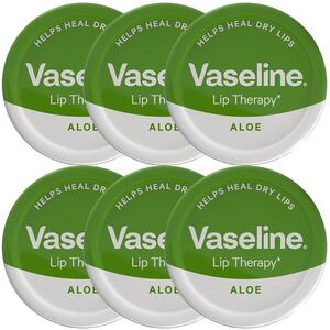 Vaseline Lip Therapy Petroleum Jelly, Aloe Vera 20gm Hydrating Lip Balm, 6 Pack