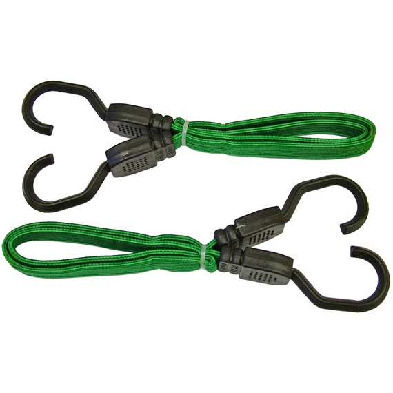 Faithfull flat bungee cord 76cm (30in) red 2-pack with nylon-coated steel hooks