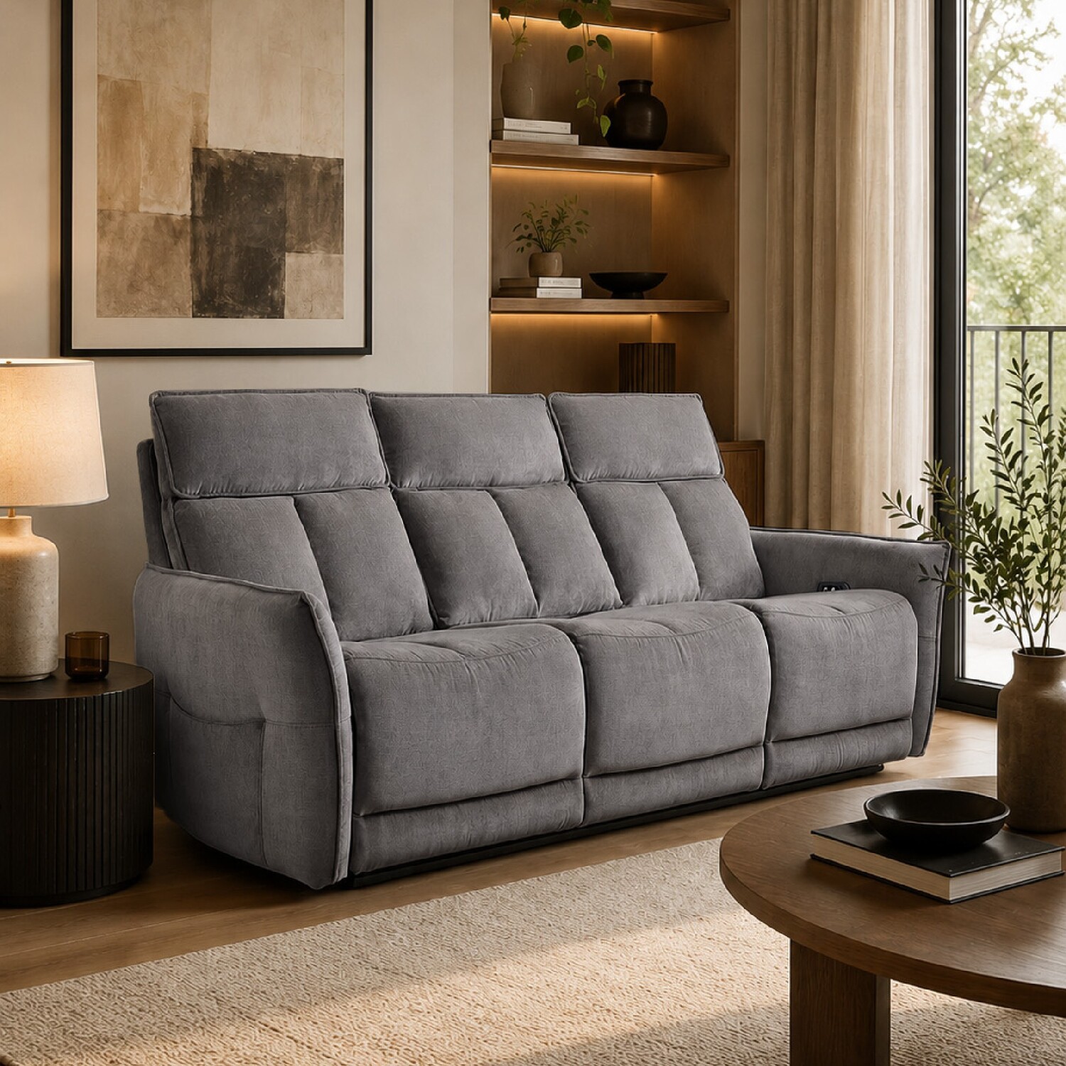 Aspire Furniture Unisex Twilight Grey Ashford 3 Seater Power Recliner Sofa - Image 4