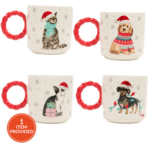 Xmas Pets Braided Handle Mug