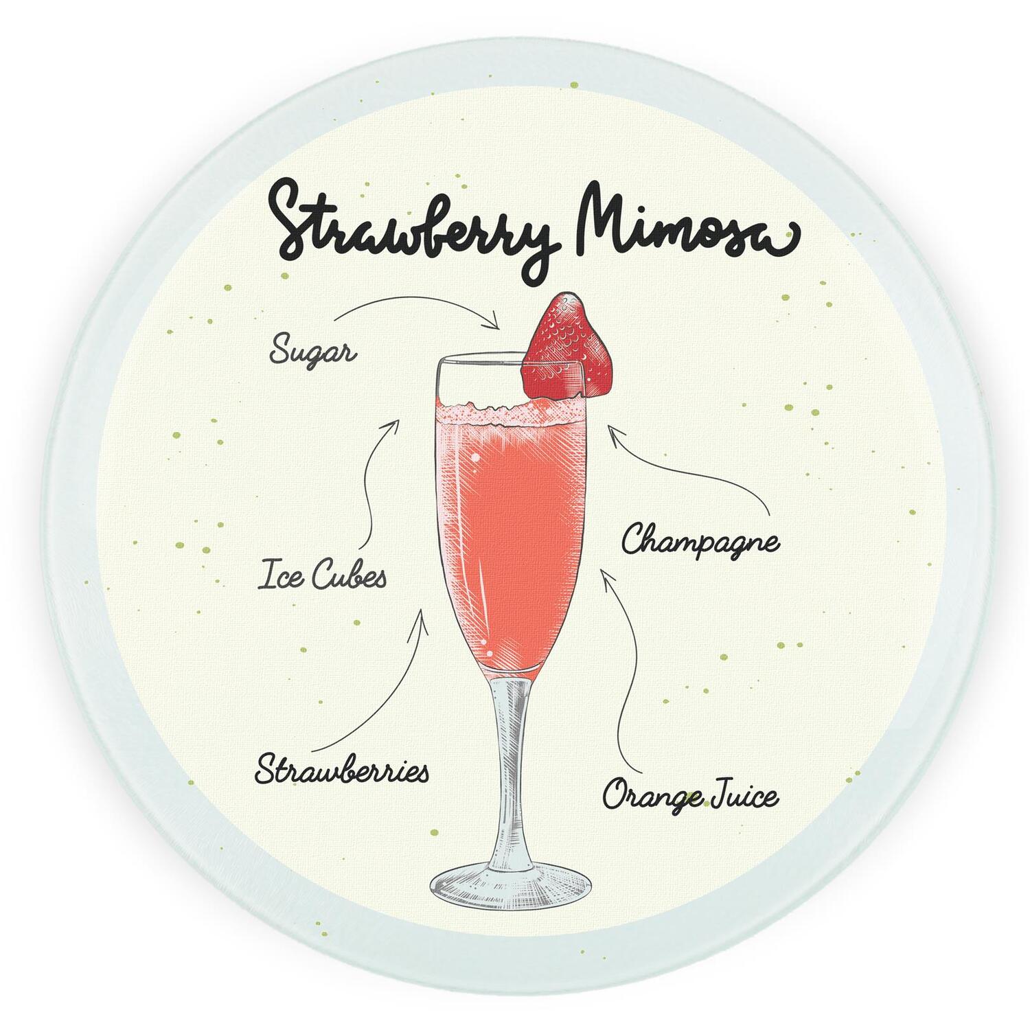 Image of Strawberry Mimosa Round Worktop Protector -&hellip;