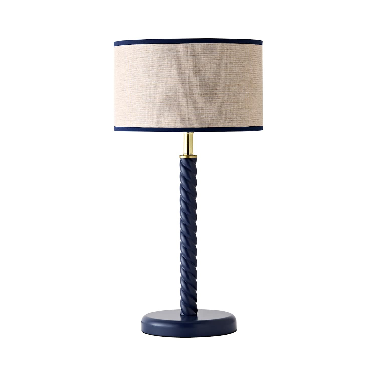 Valuelights Amara Navy Twist Table Lamp With Colour Match Inner Shade And Warm White Bulb - Image 4