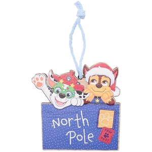 Paw Patrol Chase and Marshall North Pole Wooden Christmas Hanging Decoration