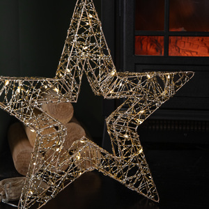 38cm Battery Operated Light up Gold Weave Christmas Weave with Warm White LEDs