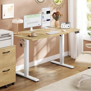 Electric Sit Stand Desk Memory Presets, Oak