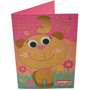 Age 03 Female Juvenile Cute Cat Design Birthday Card