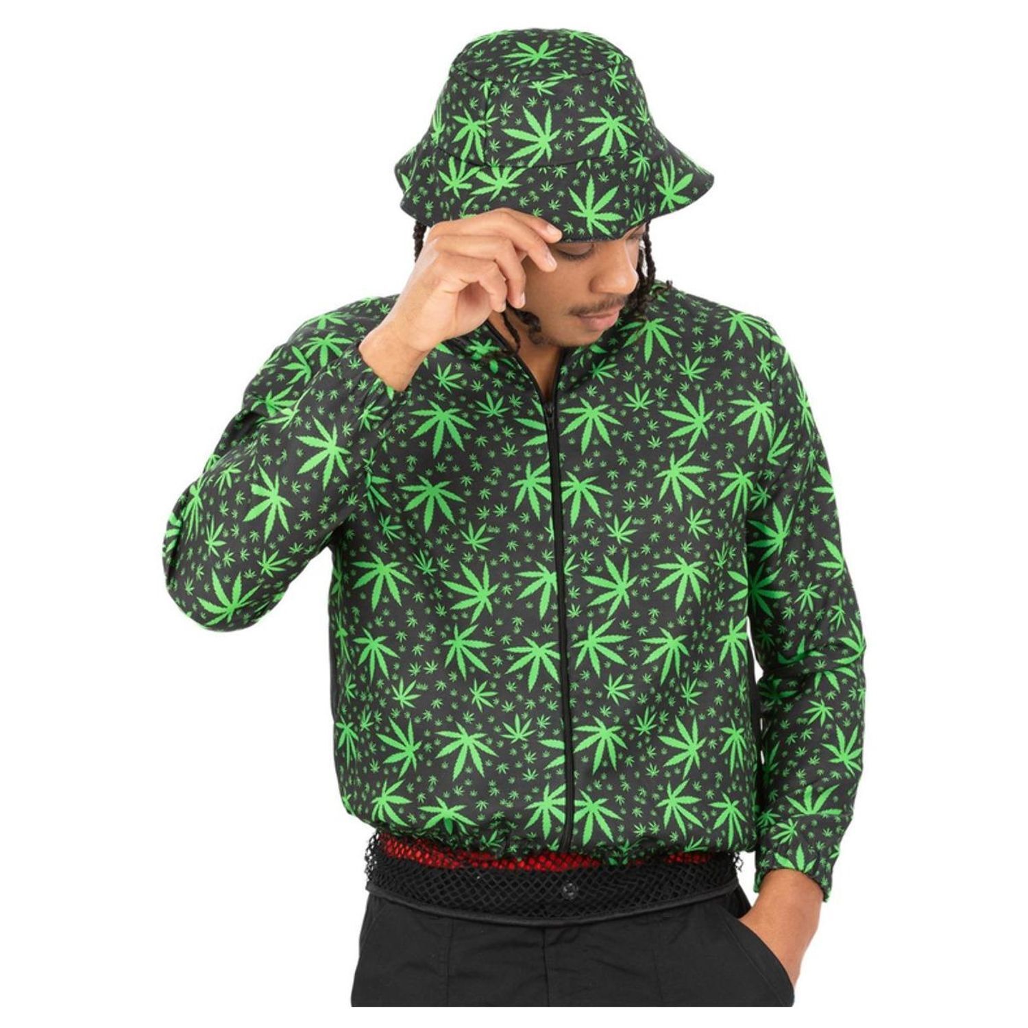 Smiffys Unisex Adult 90S High On Life Costume Set - Black/Green / L