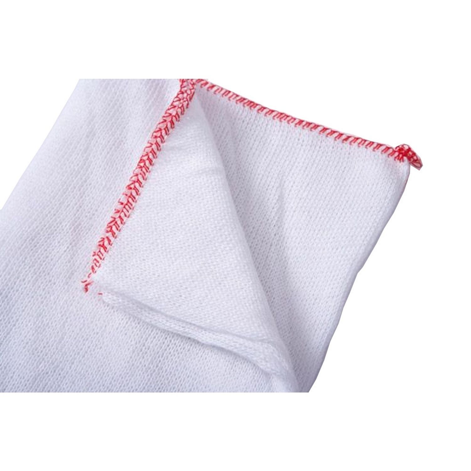 Abbey Bleached Dish Cloth (Pack Of 10) - White/Red