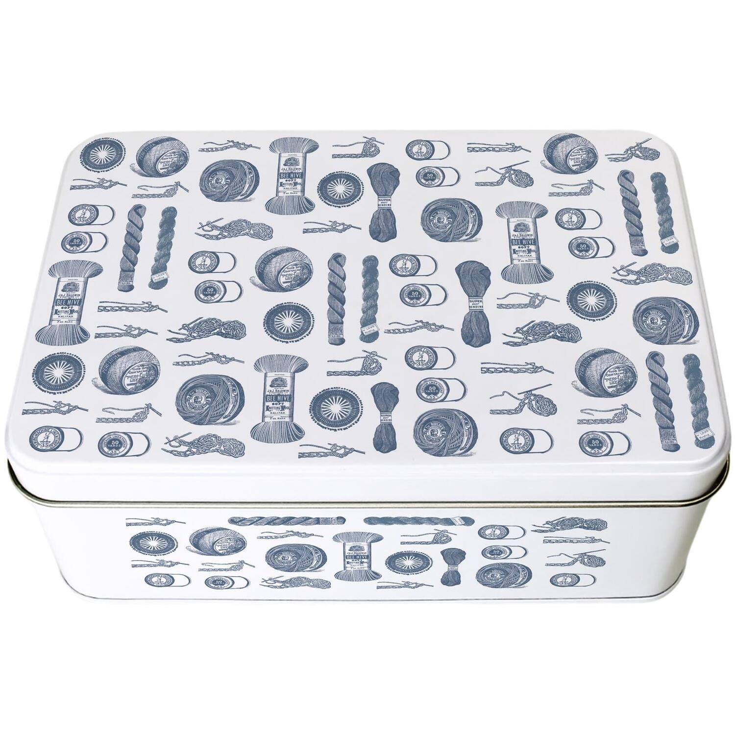 Purely Home Vintage Knitting Tin - Rectangular Metal Storage Container Crafting Gifts 195 x 125 x 75mm - Image 3