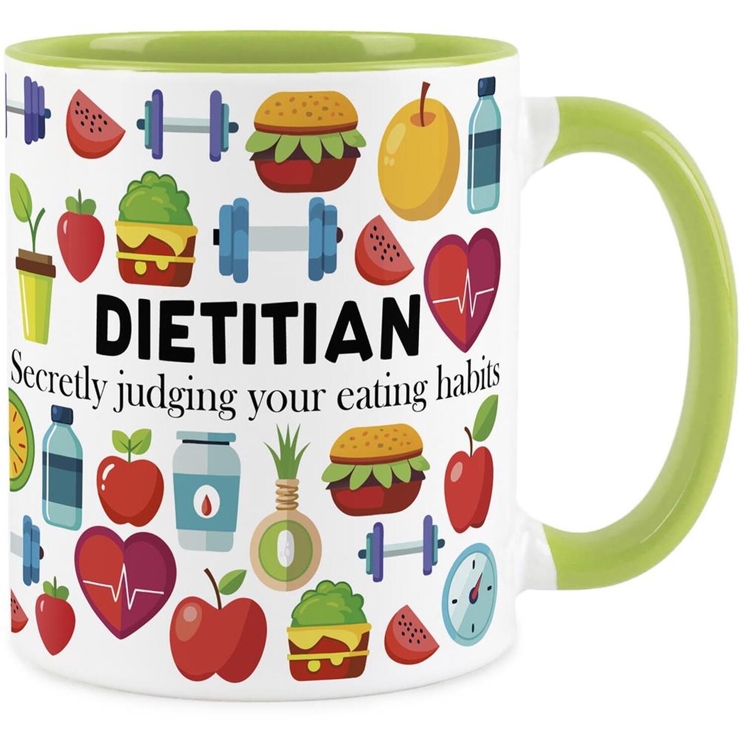 B&Q -  Dietitian MugHumorous Healthcare & Wellbeing Nutrition Coach Novelty GiftTea/coffee Hot Drinks Green Ceramic Cup Present - Image 3