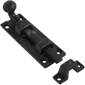 Dzina 75mm Black Antique Door Bolt ¿ Surface Mounted Sliding Lock for Internal Doors