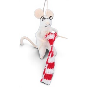 Felt Knitting Mouse Christmas Tree Decoration