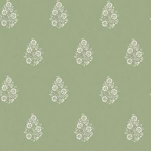 Sample of Posy Wallpaper in Cream on Pistachio