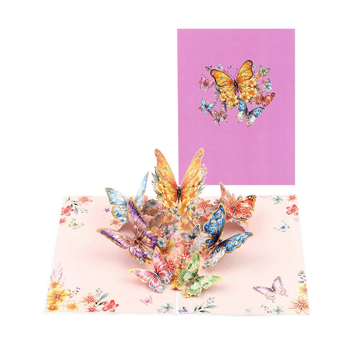 Brightfeel Hot Stamped Purple Butterfly 3D Pop Up Greeting Card - White