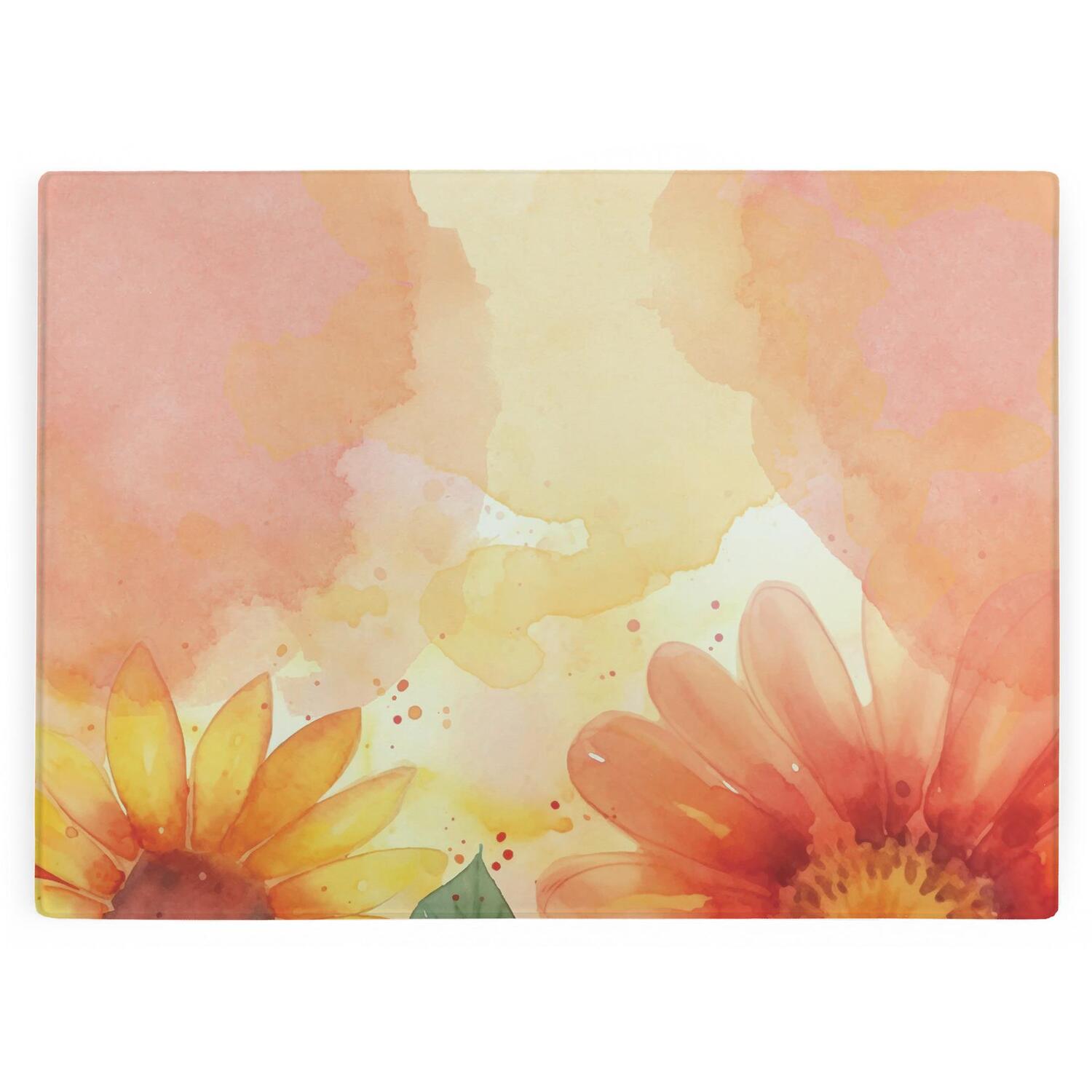 Image of Watercolour Daisies Large Smooth Glass Worktop&hellip;