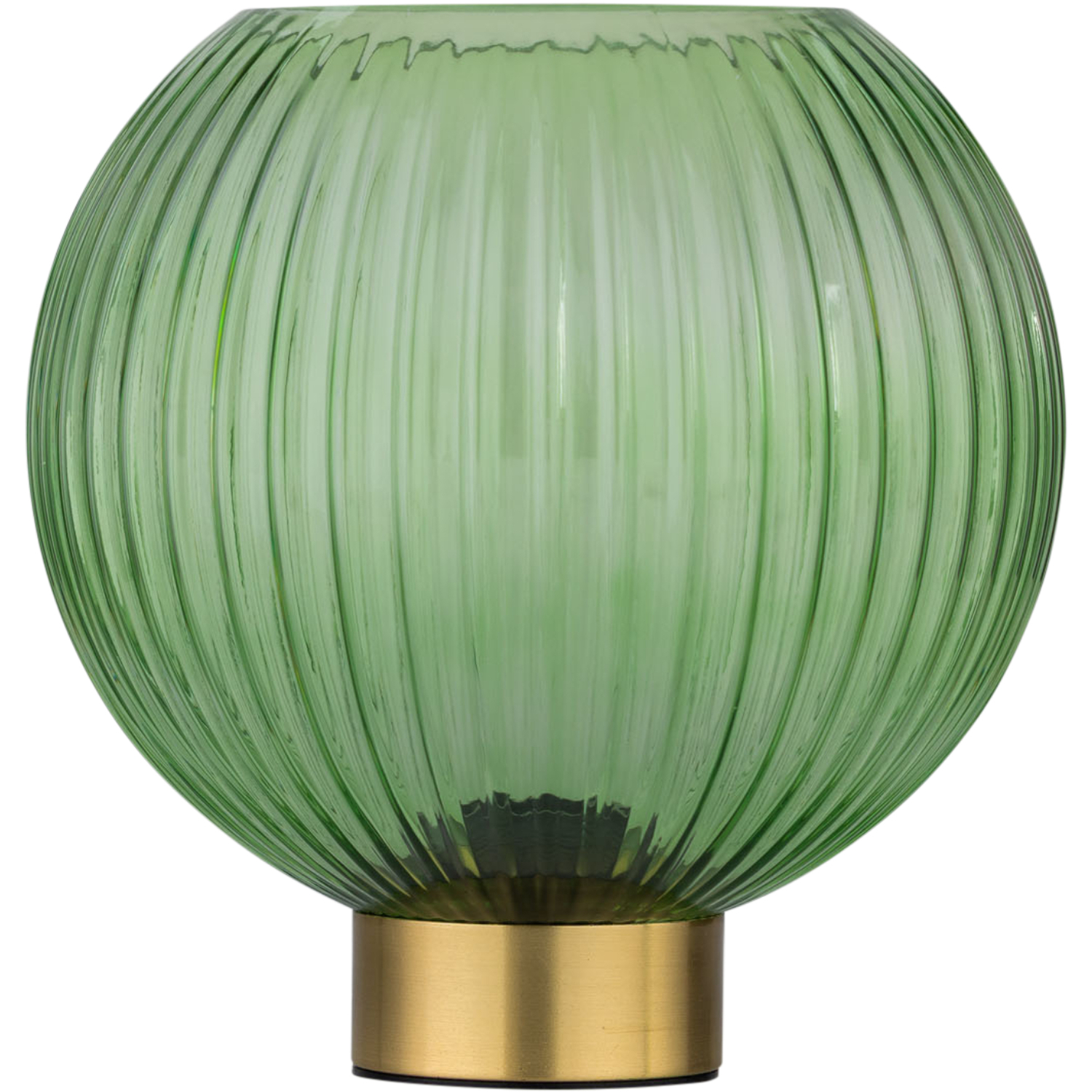 First Choice Lighting Betchley Battery Operated Satin Brass Lamp With Green Glass - Brass & Green