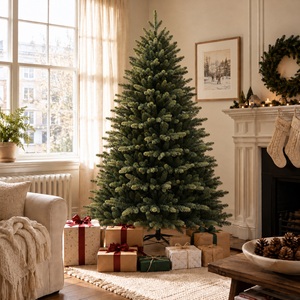Ferncombe Pre-Lit PE/PVC Artificial Christmas Tree - Warm White & Multicolour LEDs