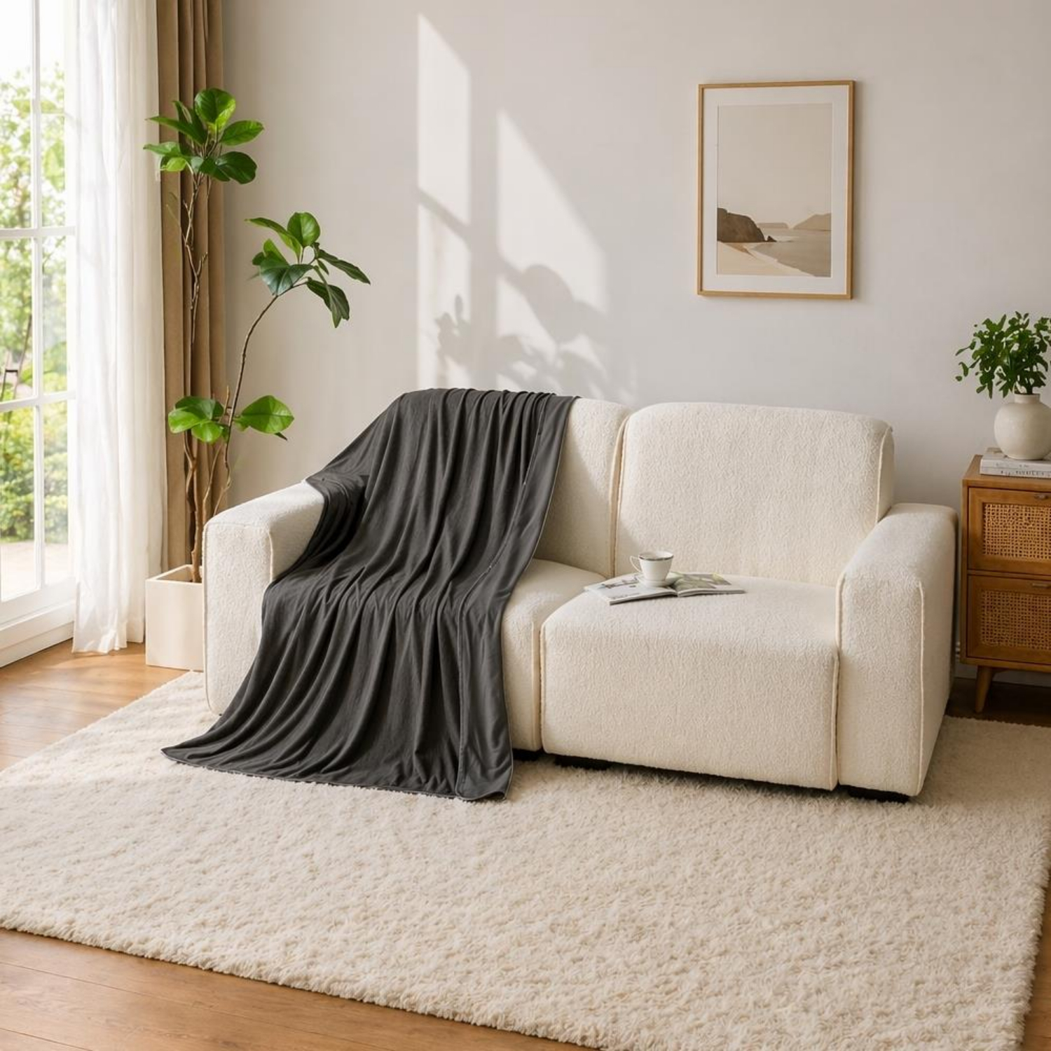 Dyzi Cooling Blanket Lightweight & Breathable with Cooling Technology in Charcoal | Size: 150 cm × 200 cm