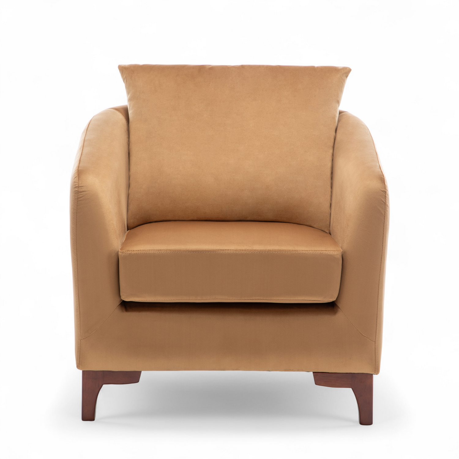 Ottman Character Velvet Tan Angela Accent Tub Chair with Ottoman
