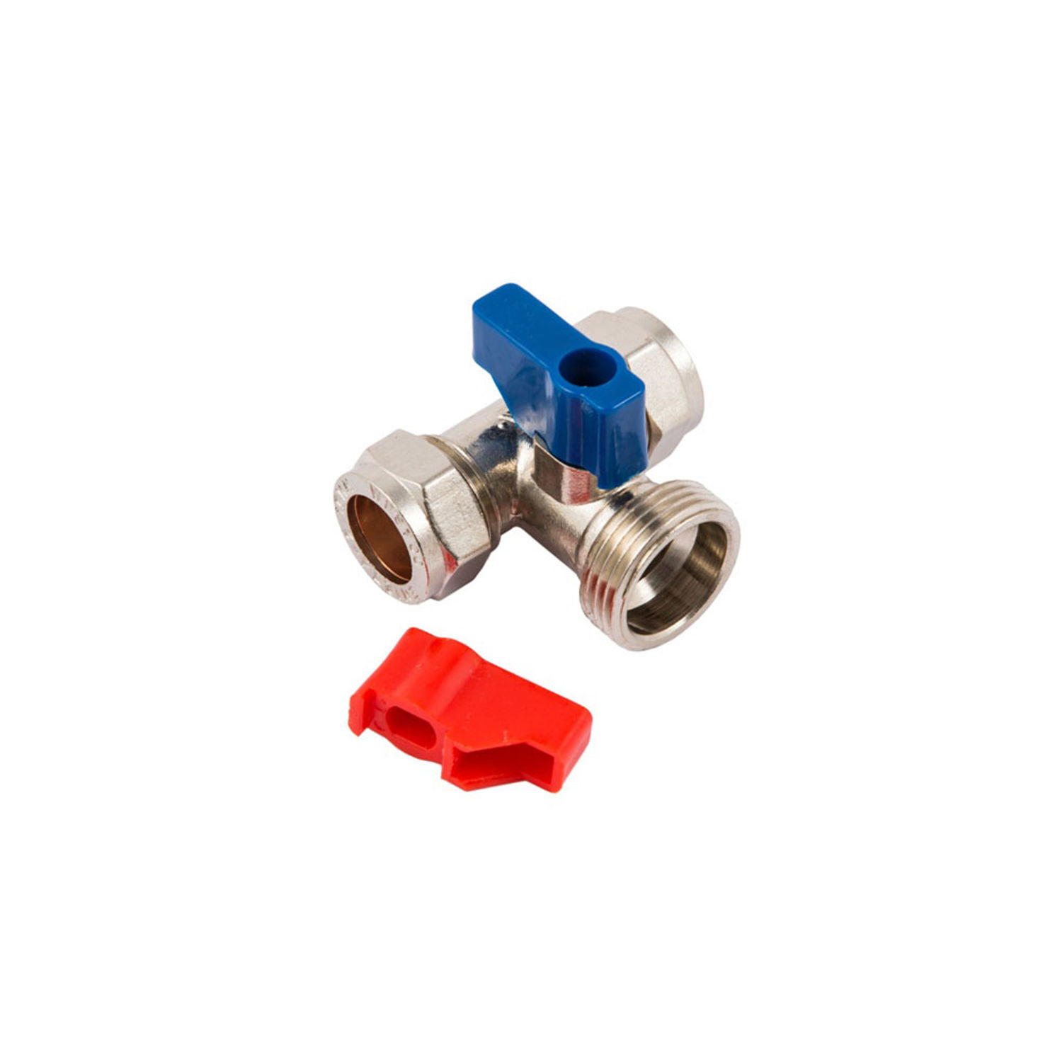 Securplumb Washing Machine Tap - Silver/Blue/Red