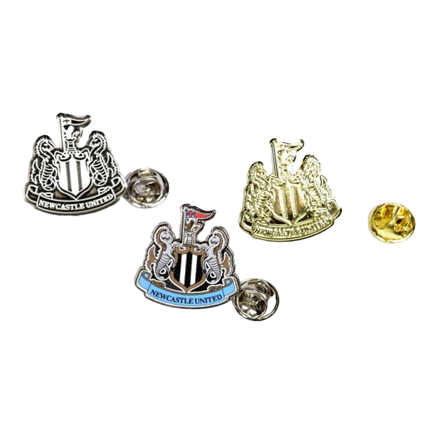 Newcastle United Fc Crest Badge Set (Pack Of 3) A - Black/Silver/Gold