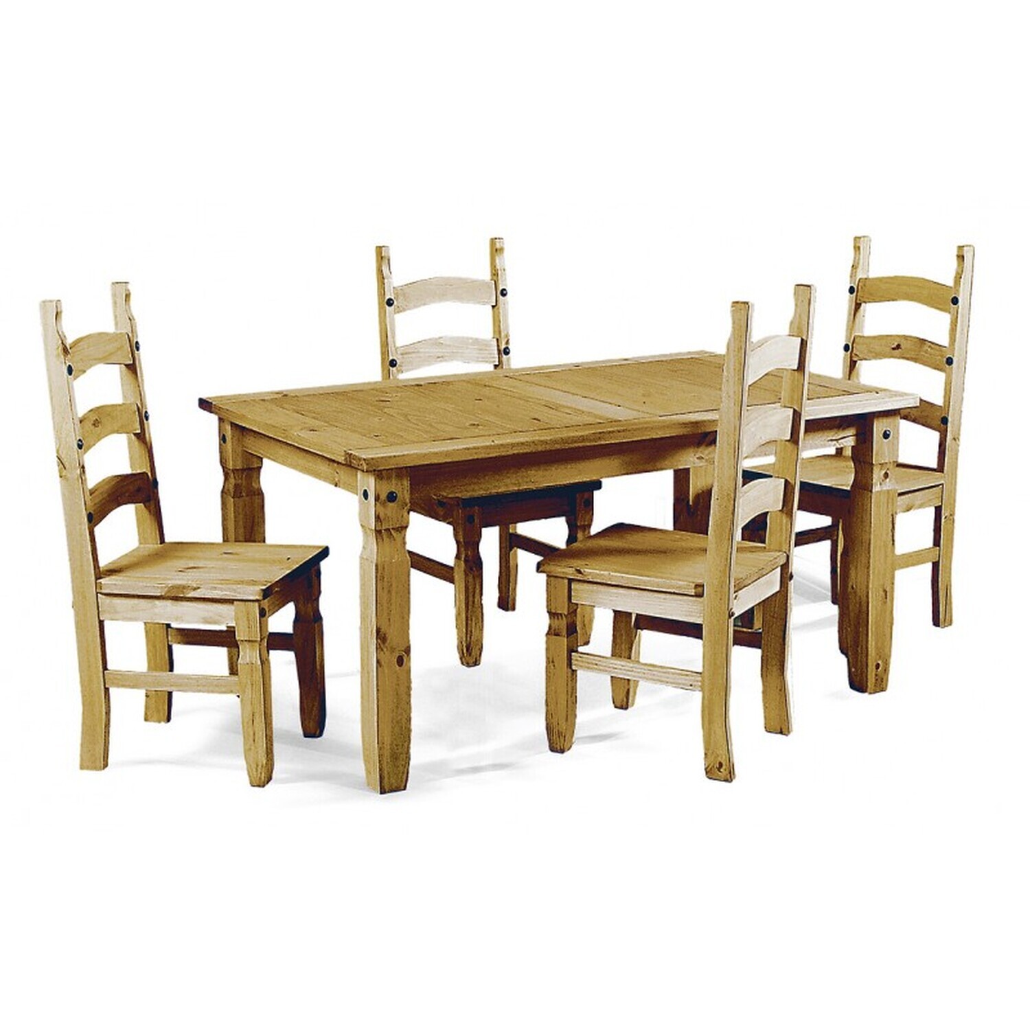 Mercers Furniture Corona 4Ft Dining Table 4 Chairs Set 4'0" Solid Wood Pine Wooden Kitchen - Antique Wax