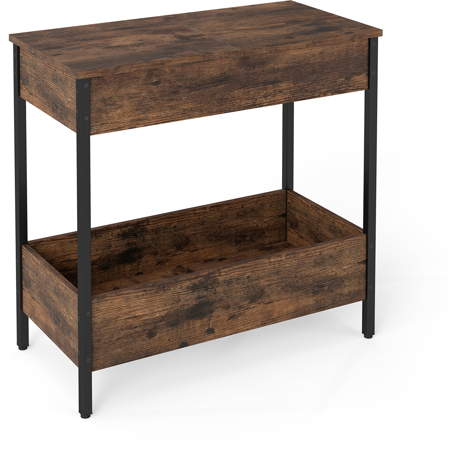 Costway Side Table With Storage Shelves And Removable Tabletops-Brown - Brown