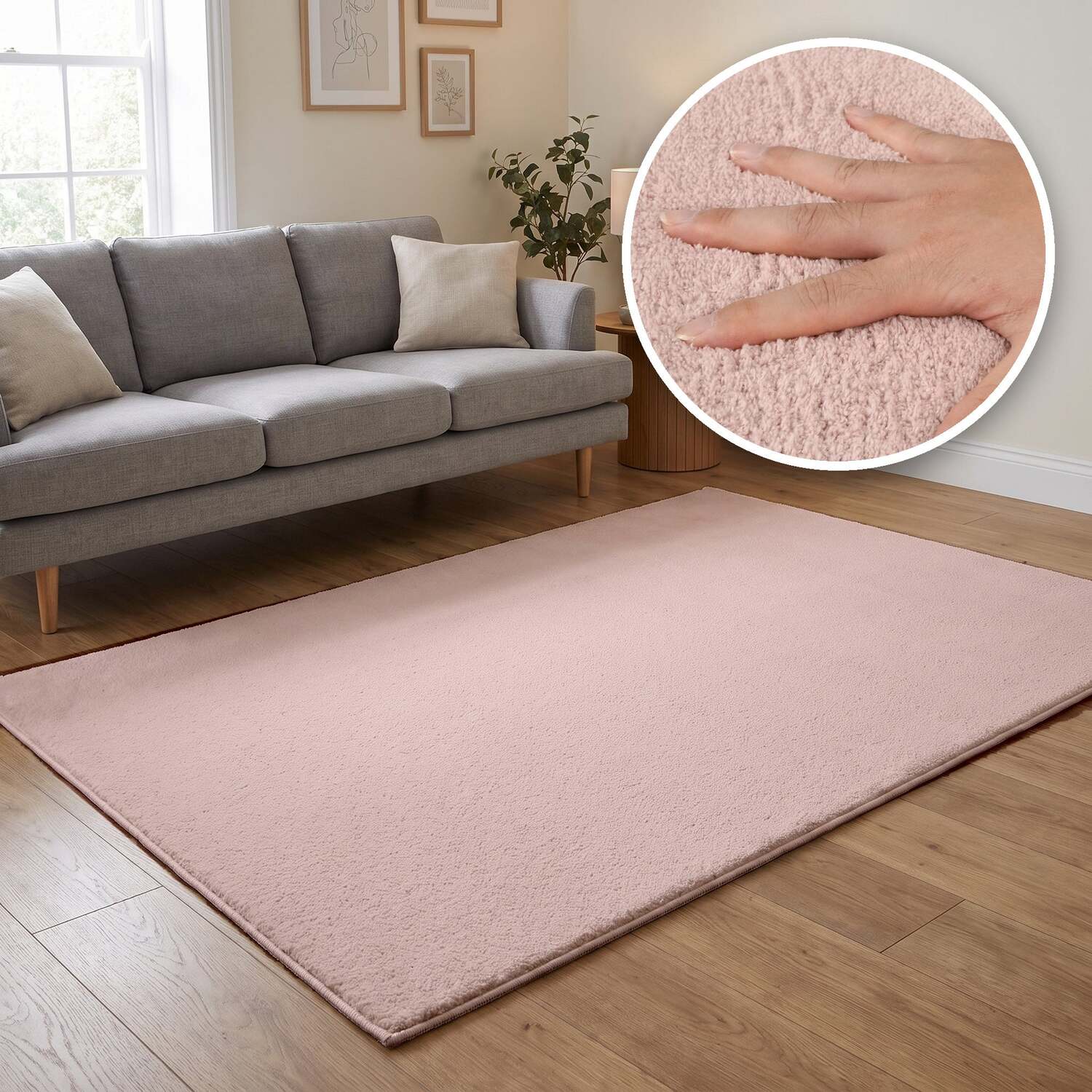 The Rugs Washmellow Machine Washable Soft Pile Area Rug With Non-Slip Backing - Pink / 160Cm / 120Cm / 1.92Kg