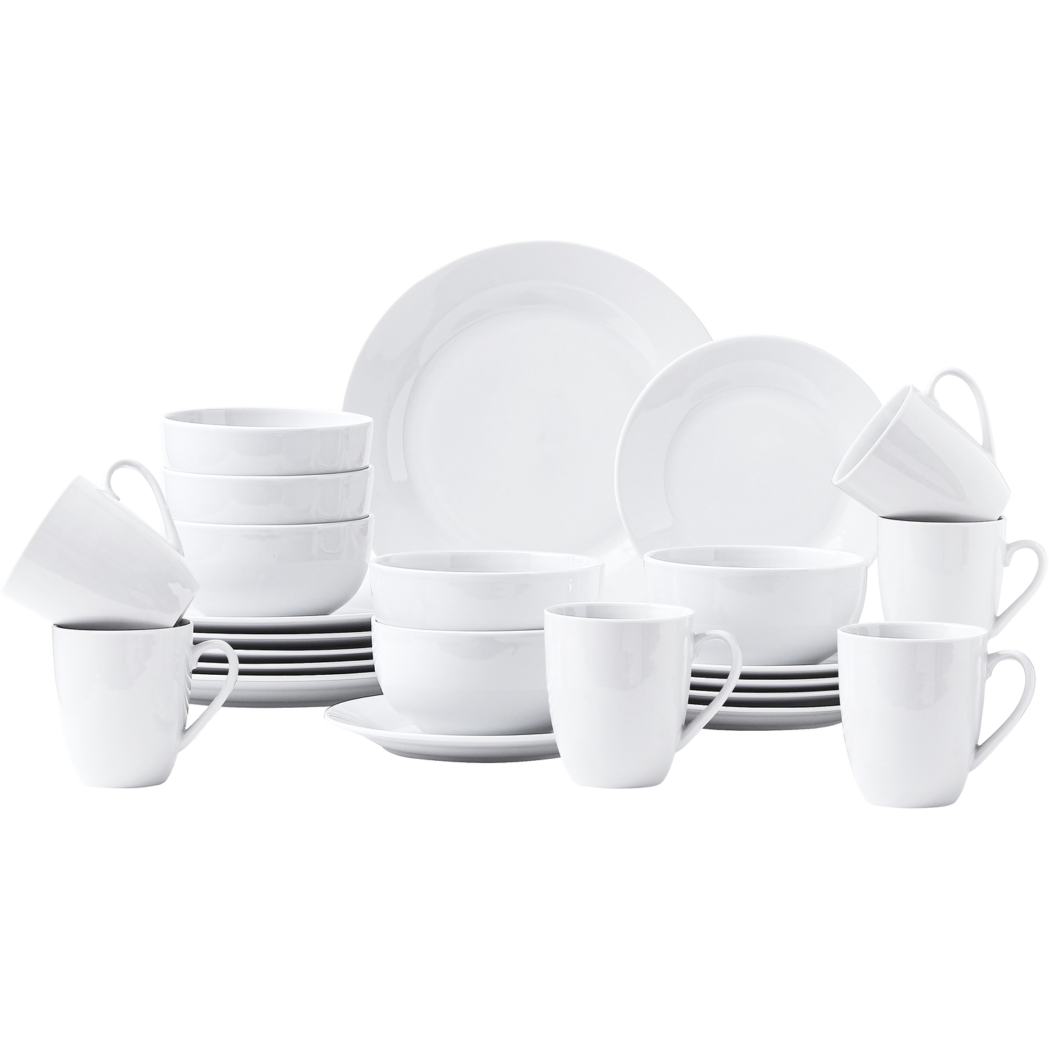 Simpa Unisex White Timeless Porcelain Dinner Set | Size: 24 Pack - Image 2
