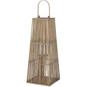 Large Silo Wicker Lantern With Glass Holder