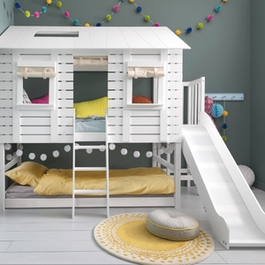 Christopher Treehouse Midsleeper Bed with Slide and Hans Roll-up Windows