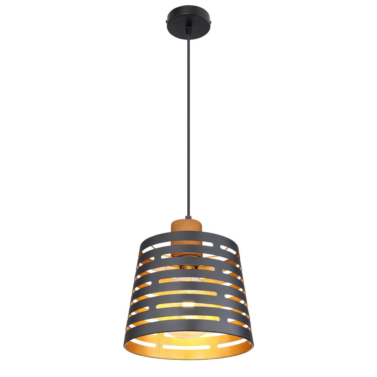 Globo Ablona Hanging Light, Ø 25 Cm, Black/Gold, Metal - Image 2