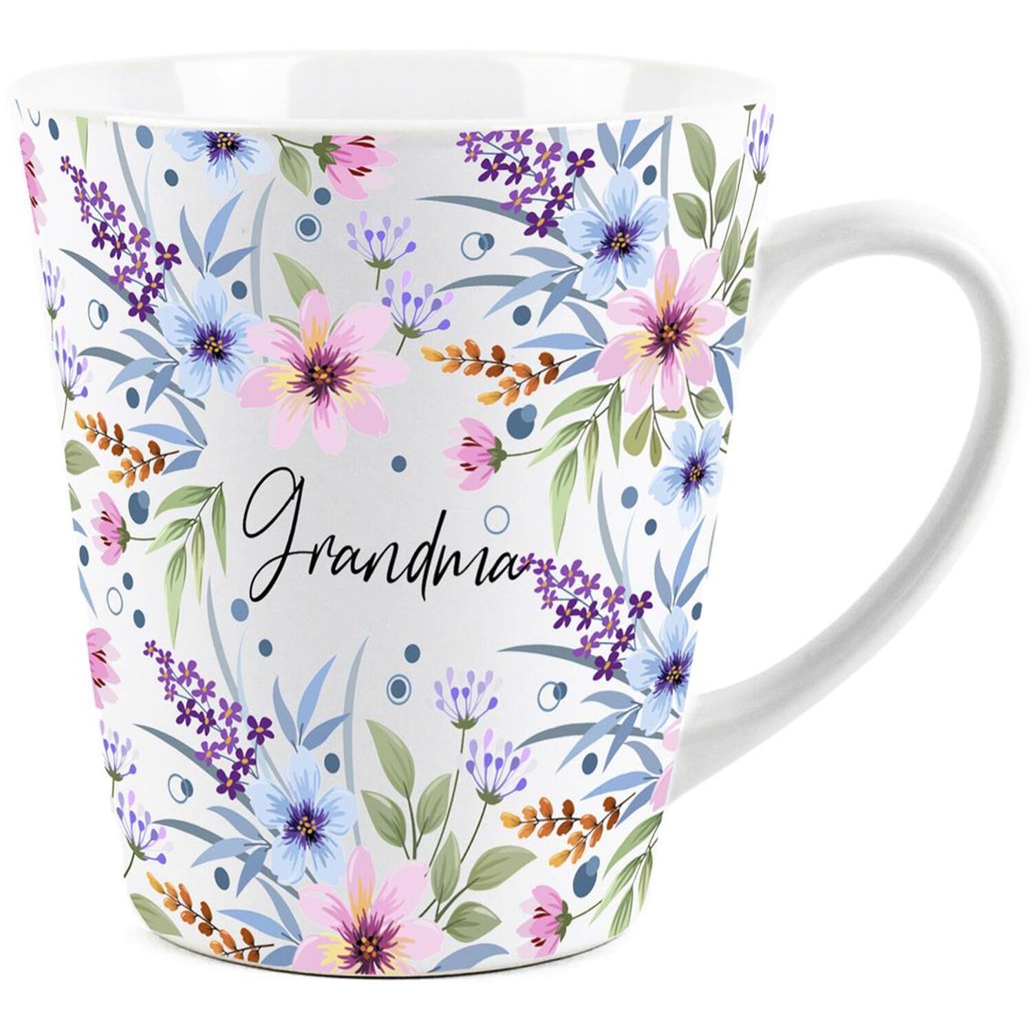 Purely Home Blue & Purple Floral Latte Mug Gift For Grandma