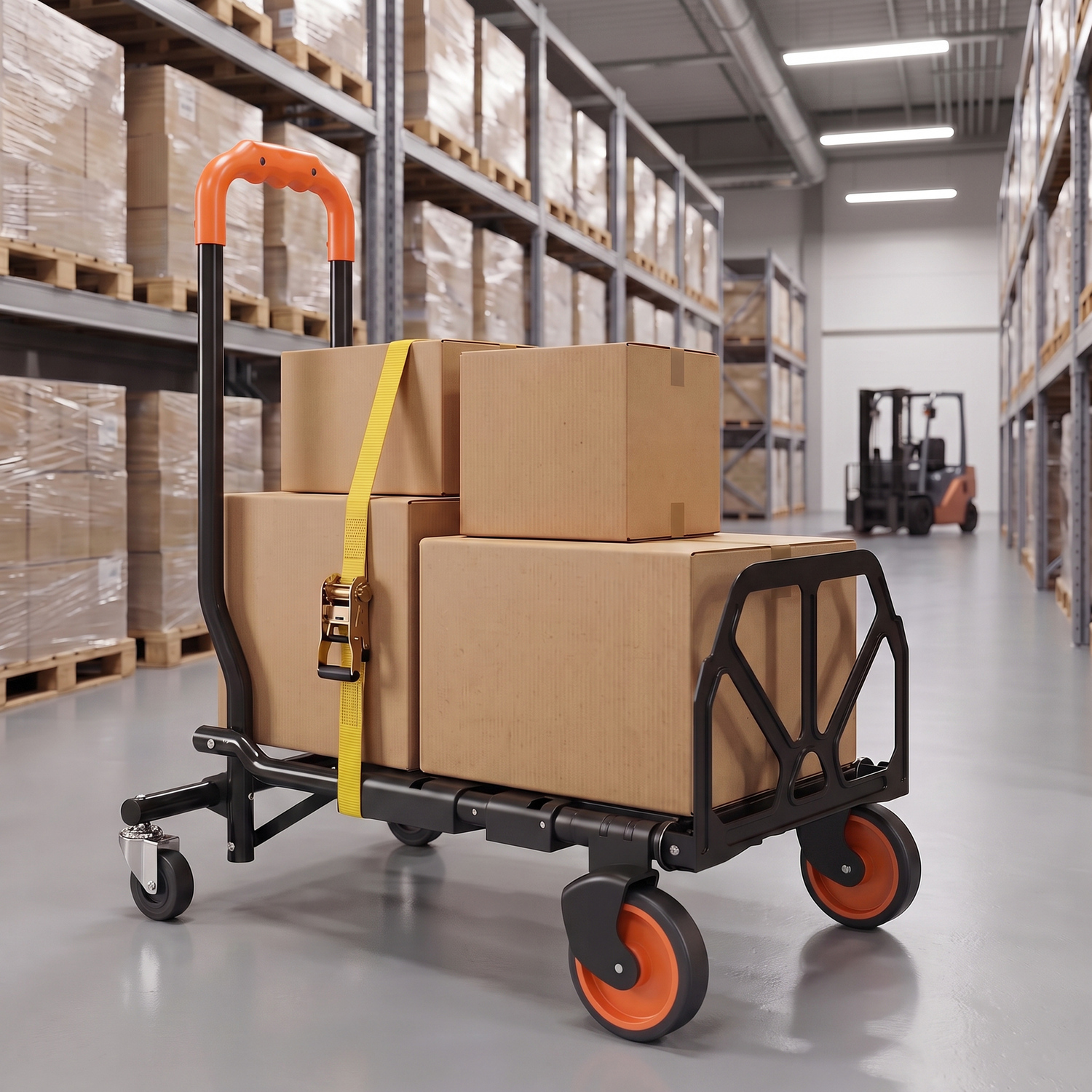 Rackhams Black/Orange Multi-Purpose Foldable Trolley, And - Image 3