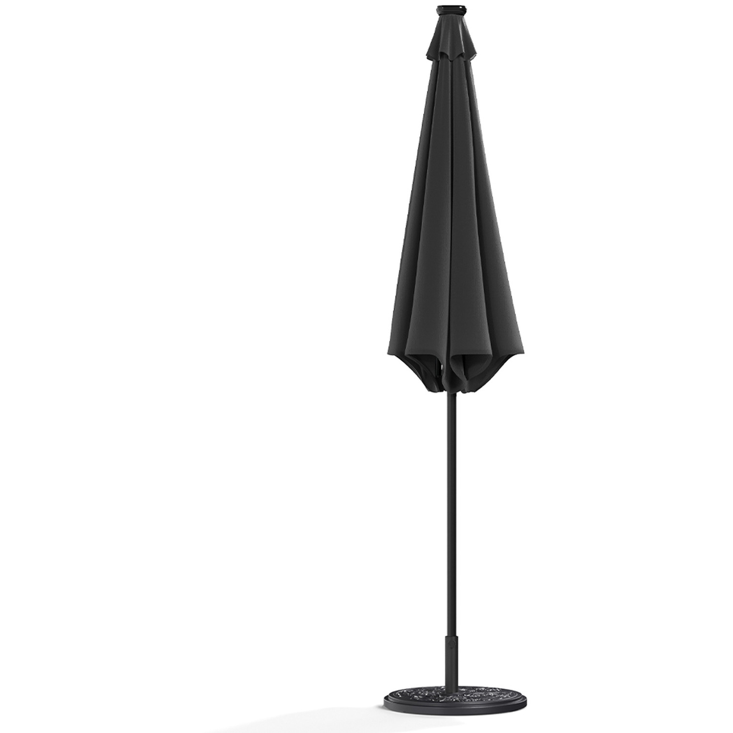 Led Strips Garden Parasol Outdoor Sunshade With Base - Dark Grey