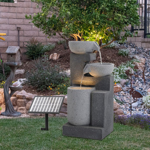 Solar Panel Water Pump LED Fountain Waterfall Feature