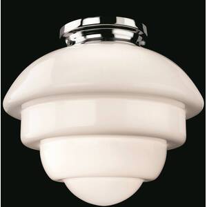 Art 1 Light Flush Light Chrome, Opal White Glass, E27
