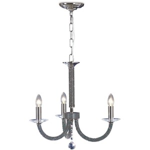 Elena Ceiling Pendant Chandelier 3 Light Black Chrome, Crystal
