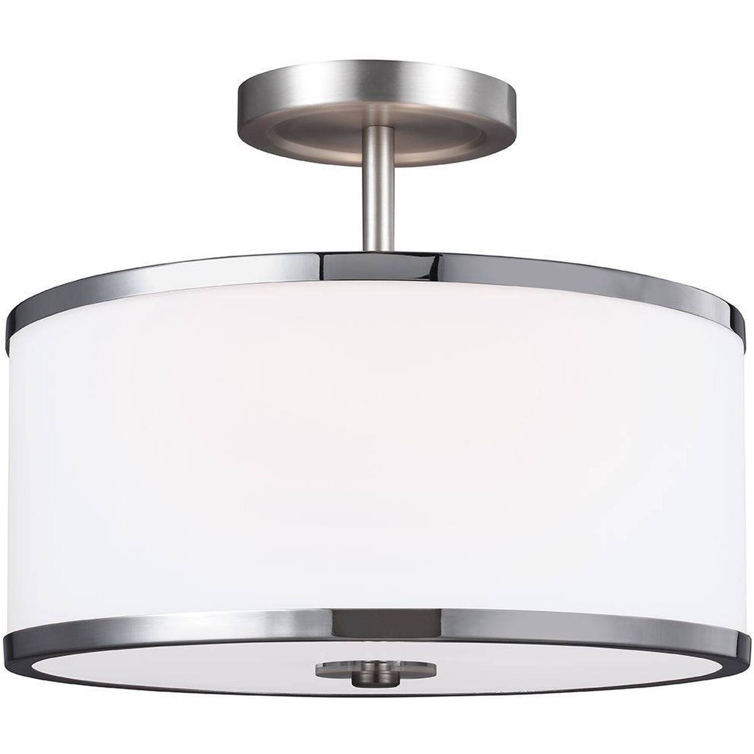 Prospect Park 2 Light Semi Flush Ceiling Light Chrome, Satin Nickel, E27 - Chrome